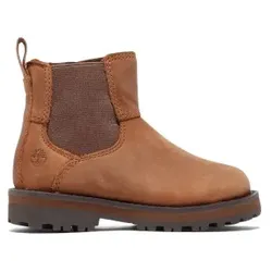 Timberland Unisex für Kinder. TB0A28PC3581 Braune Courma Chelsea-Lederstiefel (26), Wohnung, Reißverschluss, Klettverschluss, Lässig, Kinder