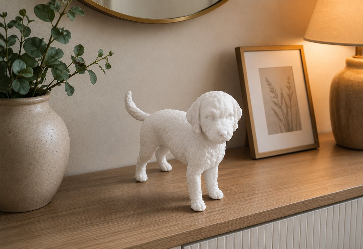 Decoratief Lagotto Romagnolo Hondenbeeldje - Wit - 3D geprint