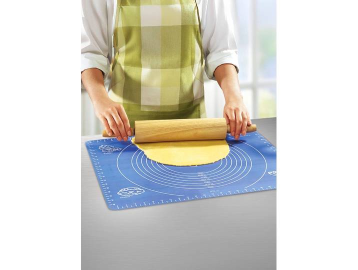 Zusammenrollbare Ausrollmatte mit Maß-Skala, Blau, Ausrollmatte