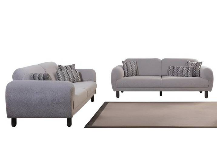 Xlmoebel Polstergarnitur Minimalistisches Sofa-Set mit Holzrahmen in Grau, (Sofa-Set, 2-tlg., Minimalistisches Sofa-Set), Made in Europa