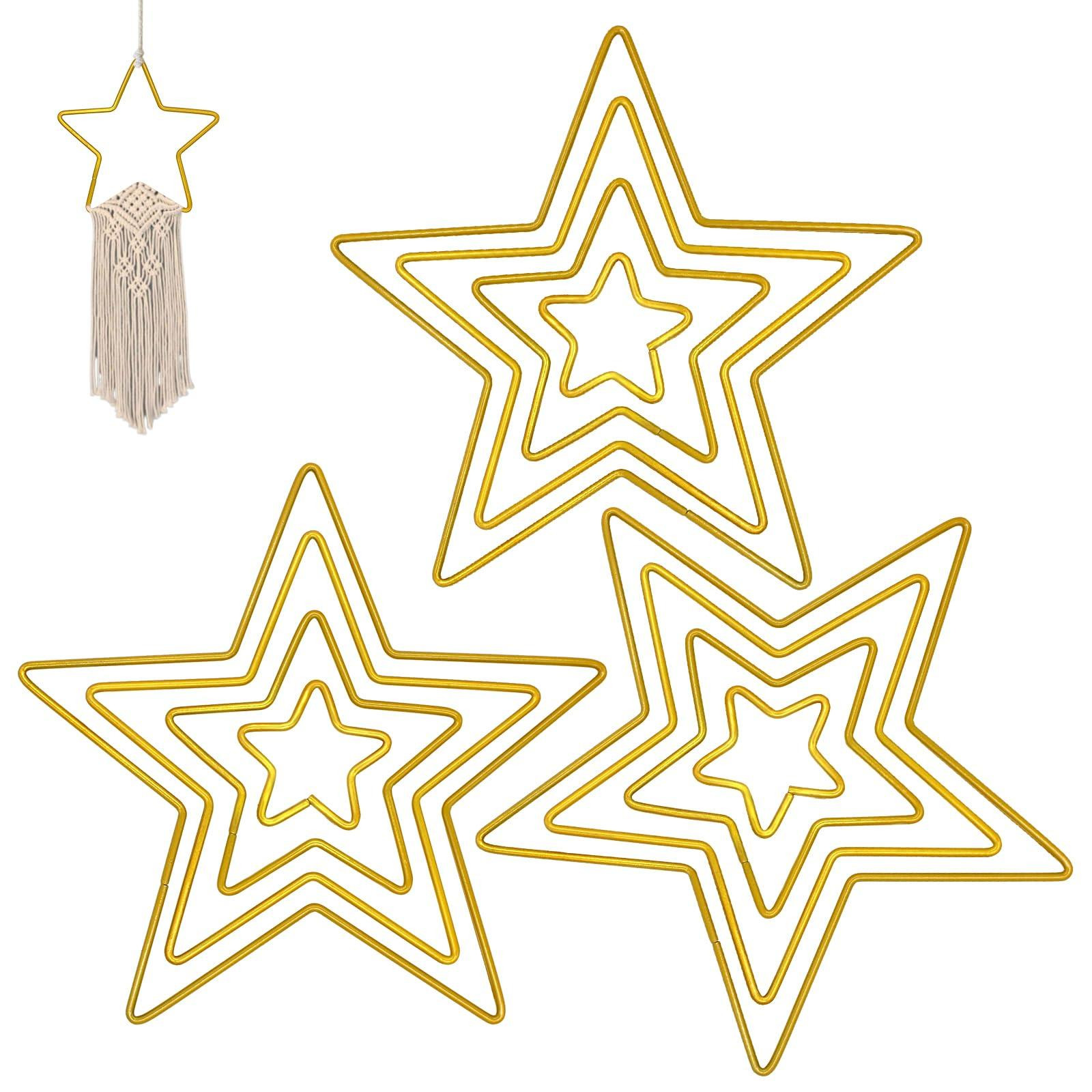 Selius 12 stuks gouden metalen sterren voor kerstdecoratie