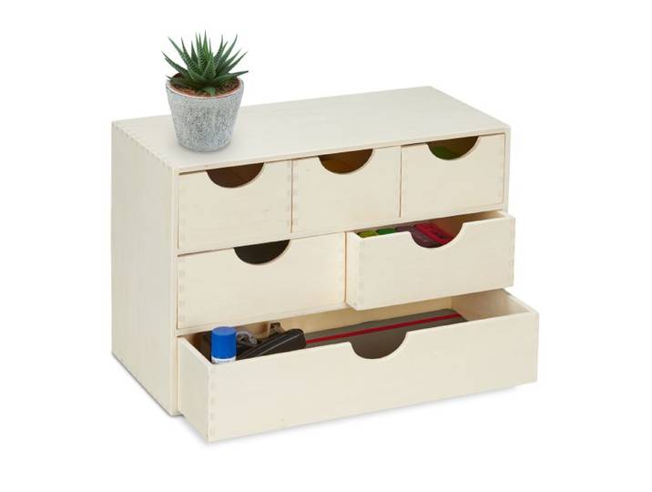 Relaxdays Schubladenbox Holz