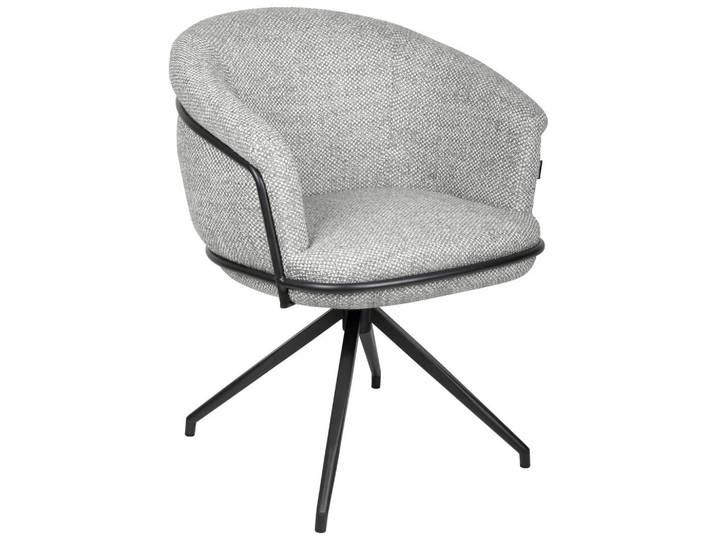 Belluti Armlehnstuhl, Grau, Schwarz, Metall, Drehkreuz, 65x80.5x65 cm, Sitzfläche 360° drehbar, automatische Rückholfunktion, Stoffauswahl, Esszimmer, Stühle, Polsterstühle