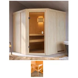 Sauna KARIBU "Bodo", beige (natur), (ohne Ofen), Saunen