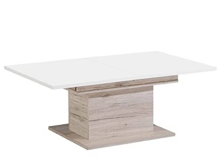 Newroom Couchtisch Sandeiche weiß ausziehbar mit Stauraum Wohnzimmertisch