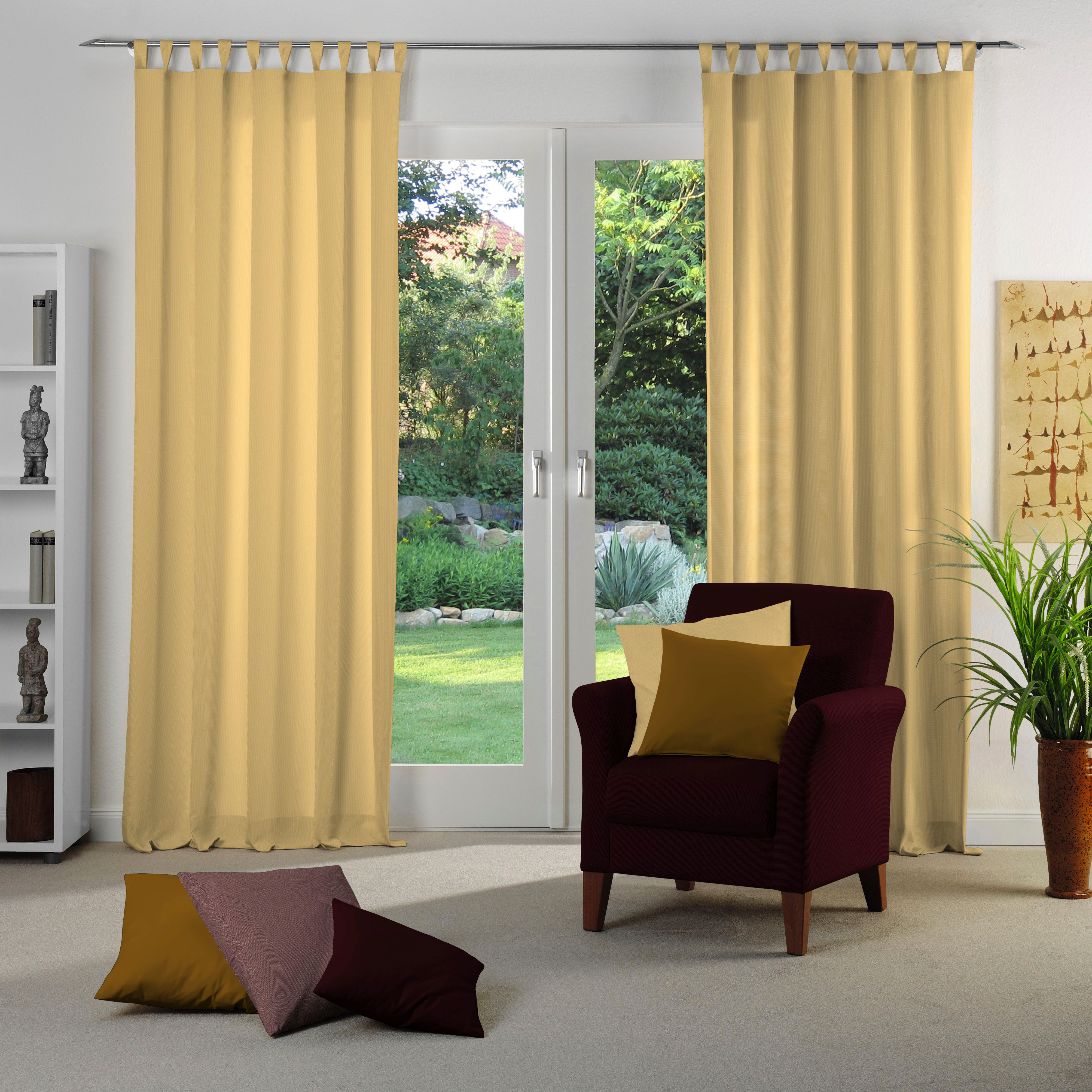 Vorhang ADAM "Uni Collection light", gelb (quitte), B:142cm H:255cm, Baumwolle (Bio-Baumwolle), Gardinen, Vorhang, aus 100% Bio-Baumwolle quitte 255cm, Schlaufen, 142cm