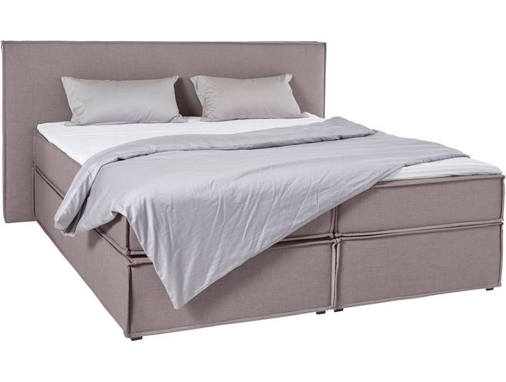 Boxspringbett, 100% Polyester, Grau, 213×213 cm, Inkl. Topper, Modern, LeGer