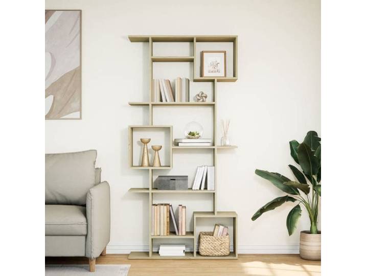 (SOLDES DEC)Bibliothèque - - Meuble Étagère - support livres - chêne sonoma 92x29x188 cm bois d'ingénierie 01_1942864