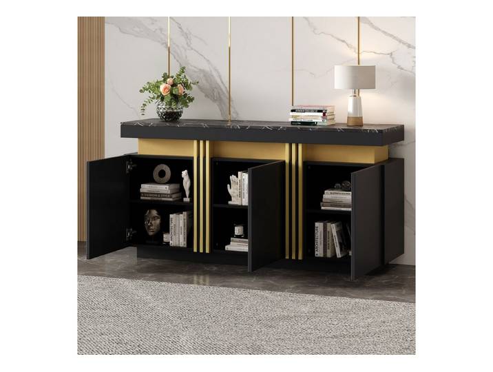 STILVORA Sideboard Esszimmerschrank Buffetschrank mit verstellbaren Trennwänden (Wohnzimmerschrank, Küchenmöbel, Kommode, Anrichte, 1 St., 3 Türen), mit verstellbaren Trennwänden