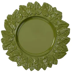 Dekoteller 35cm Kunststoff Blätter - Grün