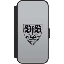Nivocase Klapphülle für Apple iPhone 14 Handyhülle aus Kunst Leder NIVOflip schwarz Logo Offizielles (Apple iPhone 14), Smartphone Hülle, Schwarz