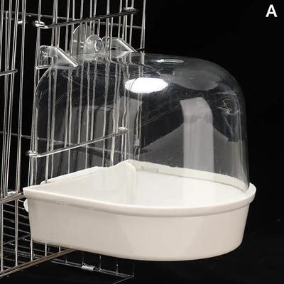 Inspire Select Hanging Bird Bath Box For Parrots & Parakeets Cage Shower Tub For Budgie, Cockatiel & Lovebird white