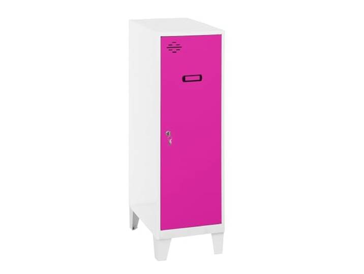 Simon Rack Simonlocker Kleiner Spind 1015 x 400 x 500 mm Inklusive Füße, Korrosionsschutzfarbe, Lüftungsschlitz und Etikettierer, weiß/rosa
