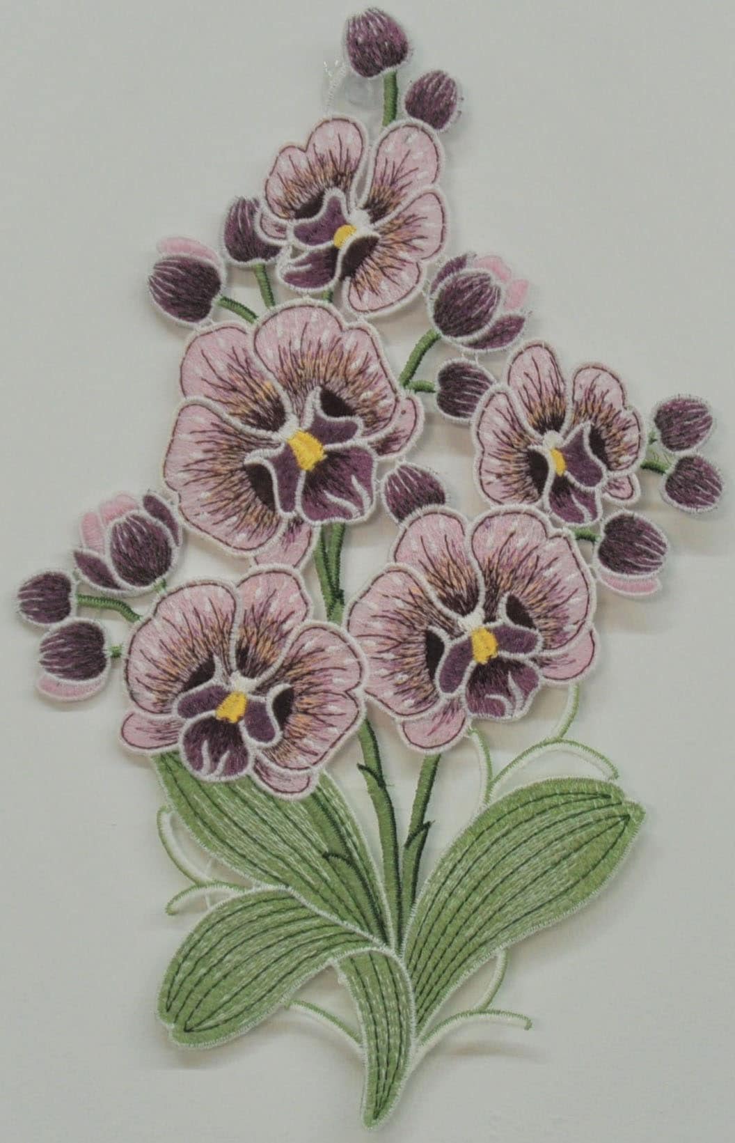 Fensterbild STICKEREIEN PLAUEN "Orchidee" Gr. 1, bunt (grün, orchidee), B:20cm H:29cm, Polyester, Fensterbilder, Fensterbild grün, orchidee B/L: 20cm x 29cm