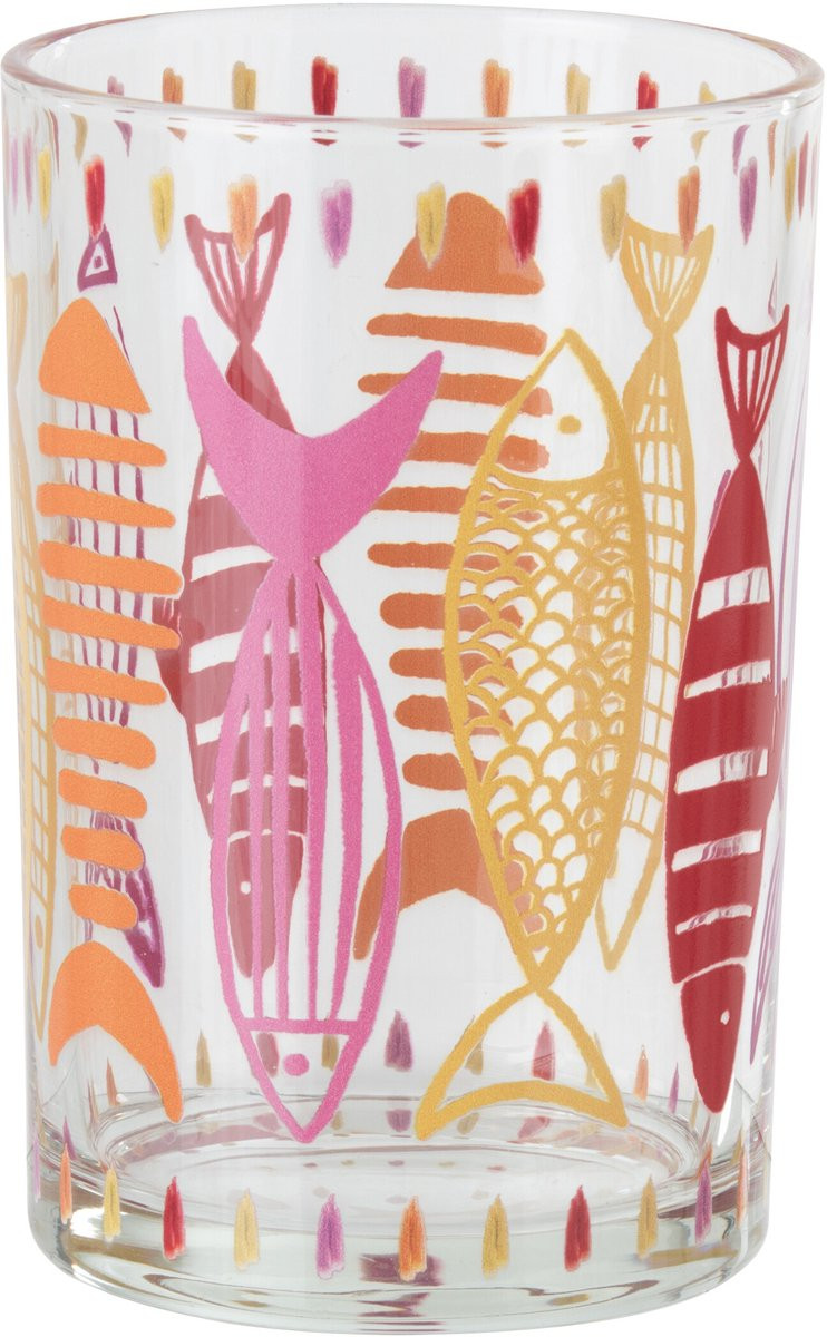 J-Line theelichthouder Vis - Glas - Roze/Oranje - Large