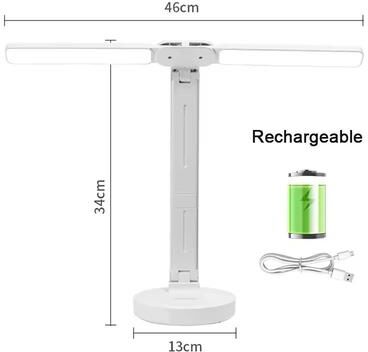 Inspire Select LED Foldable Desk Lamp USB Rechargeable Dimmable Table Lamp With Clock, 2 Head 180 Rotation & Eye Protection Reading c Charge