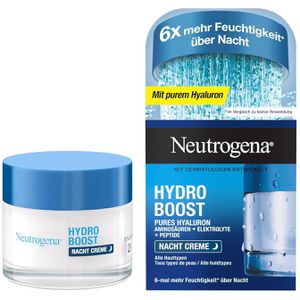 Neutrogena Nachtcreme Hydro Boost, zur Regeneration, mit Hyaluron, für alle Hauttypen, 50 ml