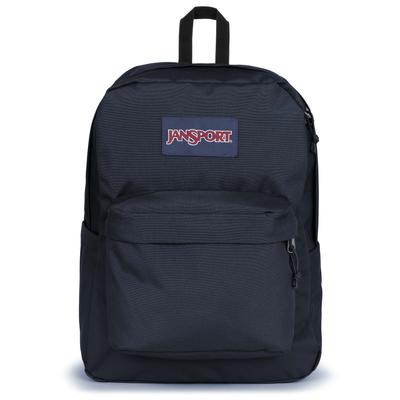 Freizeitrucksack JANSPORT "SuperBreak Plus", Gr. B/H/T: 33cm x 42,5cm x 21,6cm, blau (navy), Polyester, Basic, Rucksäcke Freizeitrucksack, im schlichten Look