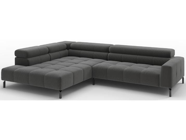 Lounge Handmade Ecksofa mot. Sitzvorzug LH-CELSO 2.0, anthrazit, Cord