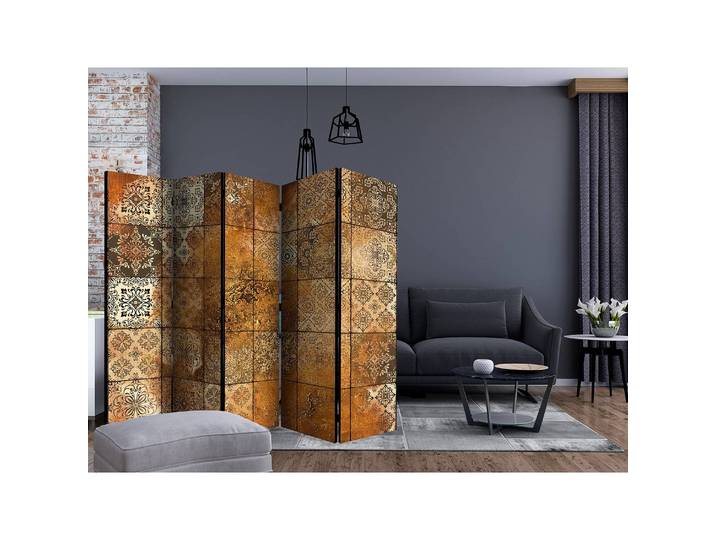 Paravent Old Tiles Polaire Marron 225 x 172 x 3cm 5 éléments