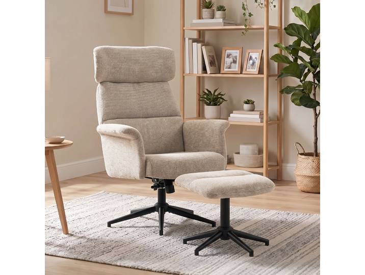HOMCOM Fauteuil Pivotant Reclinable Appuie-tête Marron Clair