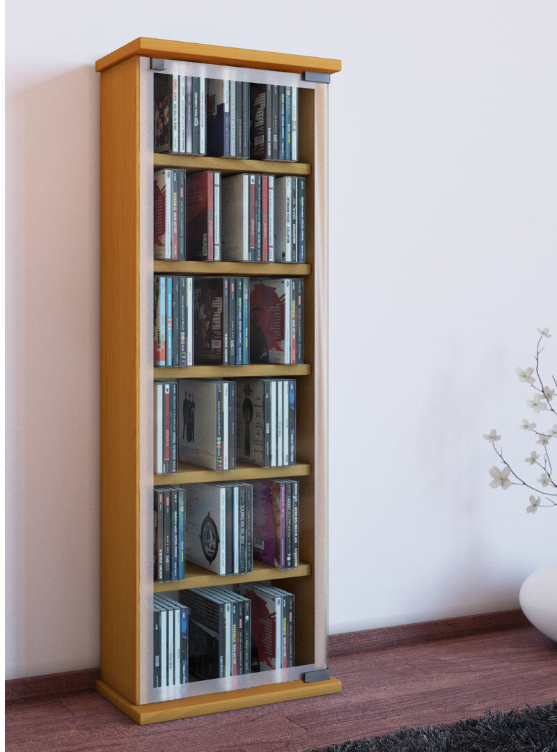 VCM - Classic Multimedia Storage Rack Beech 91cm H X 31cm W X 18cm D