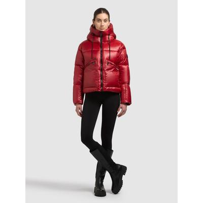 Steppjacke KHUJO "LUNA", Damen, Gr. M, rot (nebula rot), 100% Nylon, unifarben, regular fit hüftlang, eingesetzt elastischer Bund mit Windstopper, Jacken Steppjacke