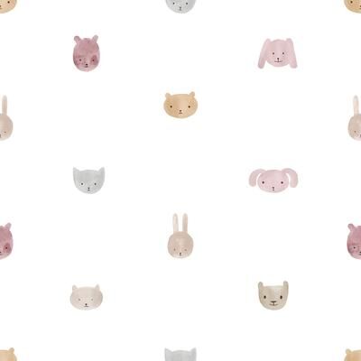 Galerie Wallcoverings Little Explorers 2 Animal Happy Heads Non-woven Matte Wallpaper Roll