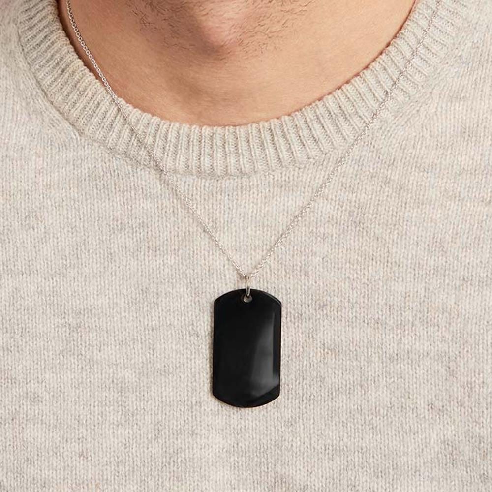 Unique Anhänger Edelstahl Dog Tag schwarz