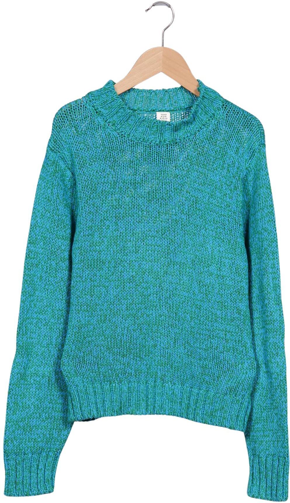 Kauf dich glucklich Damen Pullover, Türkis, Gr. XS, Synthetik / Baumwolle - Second Hand