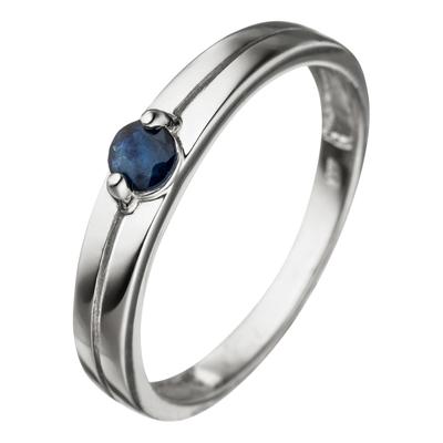 Goldring JOBO Gr. 54, weiß (saphirblau), Fingerringe, Damen, 54, Weißgold 333, Goldring, 8 Karat 333 Weißgold mit Saphir