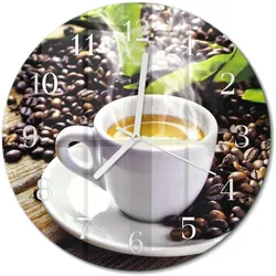 WANDUHR aus Glas Ø30 cm - Tasse Kaffee