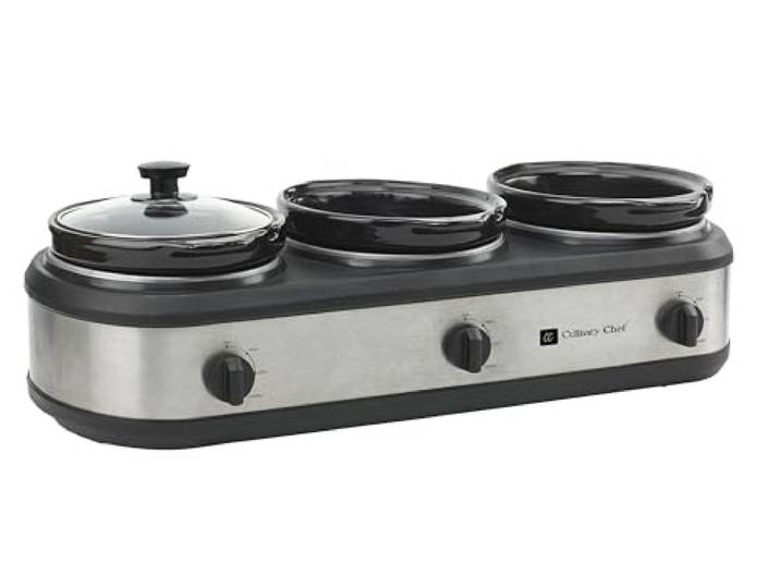 FRIGIDAIRE ESC3105-SS Triple Slow Cooker Buffet-Server, Edelstahl, 3 x 2,5 QT