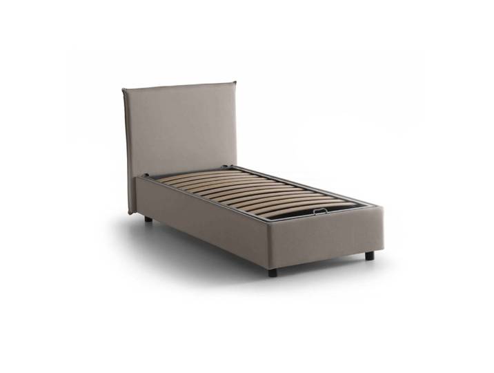 Lit simple en tissu gris tourterelle 90x190 cm