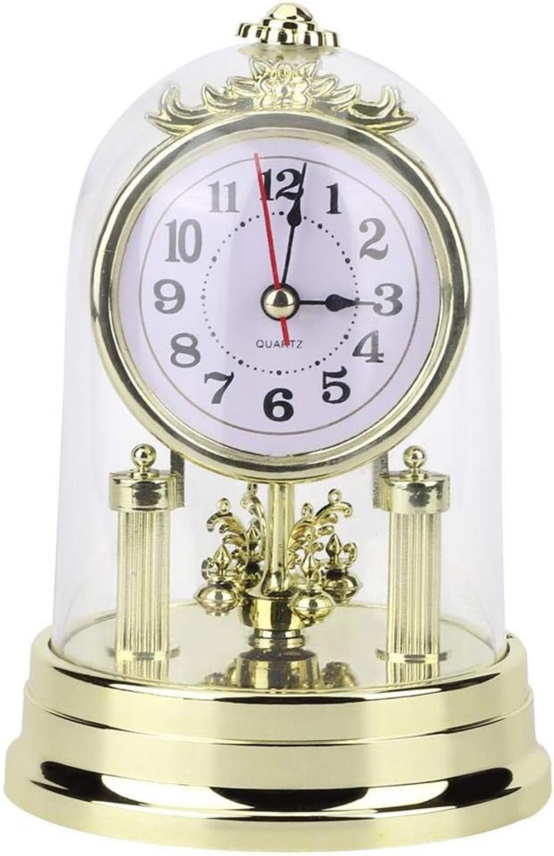 Homevero Tafelklok Retro Stijl - Gouden Antieke Analoge Klok voor Woonkamer Decoratie