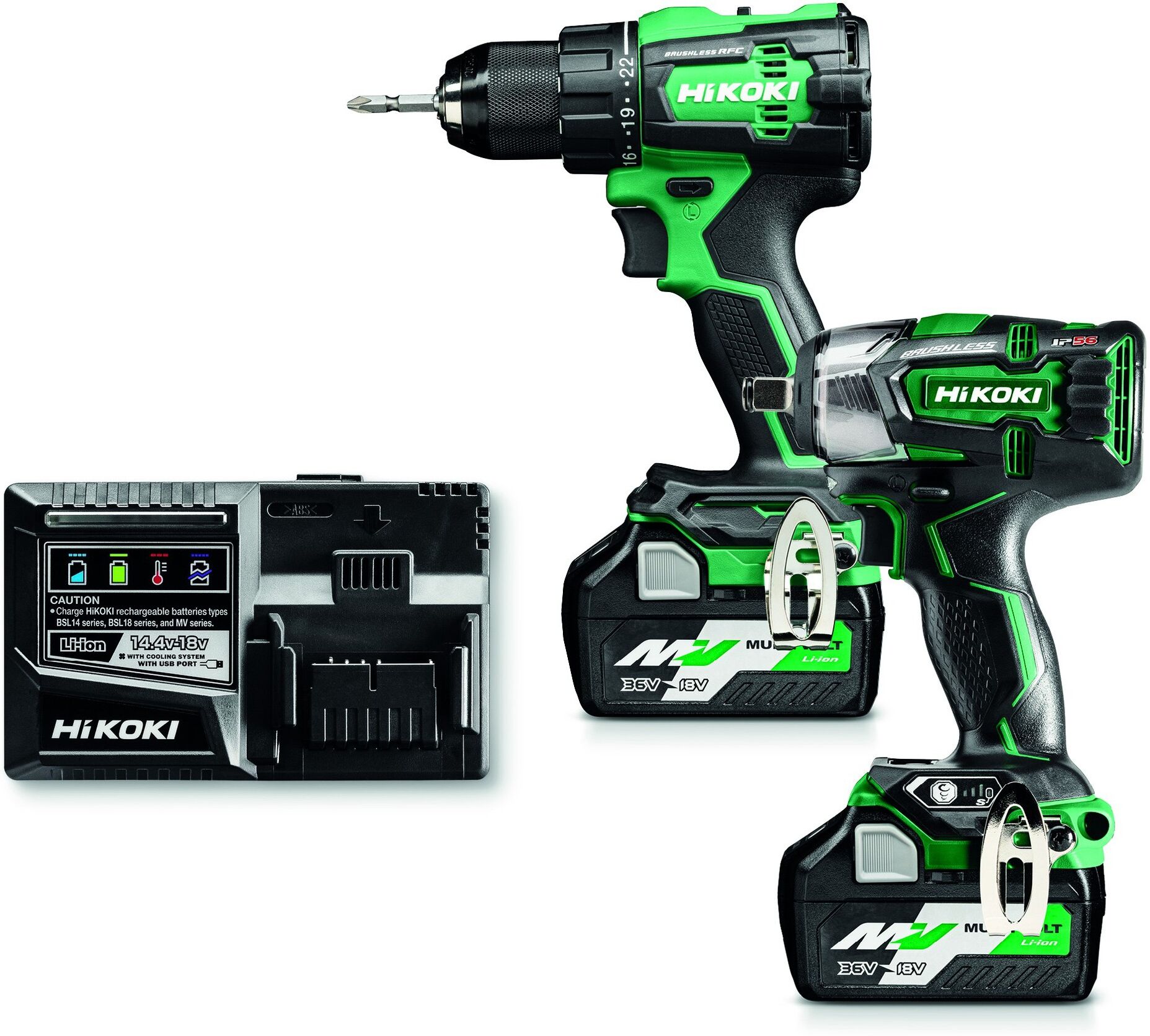 Pack de 2 outils (DS18DE + WR18DBDL2) 18 V + 2 batteries 5 Ah + chargeur + coffret HITCASE HIKOKI KC18DEWDZ