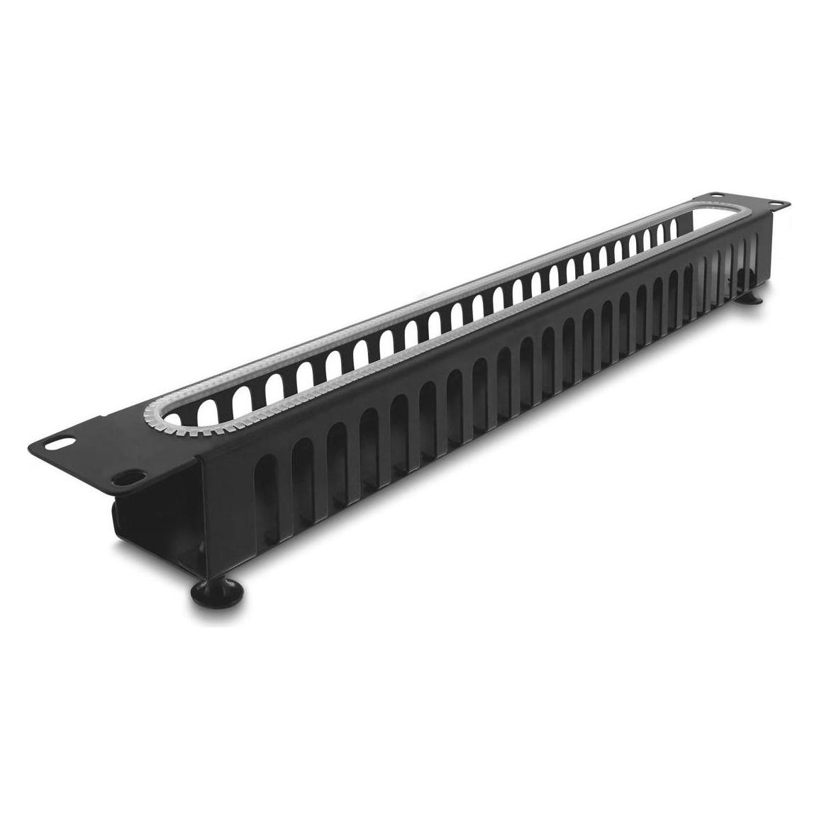 Delock 48,26cm 19Zoll 1 HE Kabelmanagement Rangierpanel mit Öffnung und Kantenschutz schwarz (67277)
