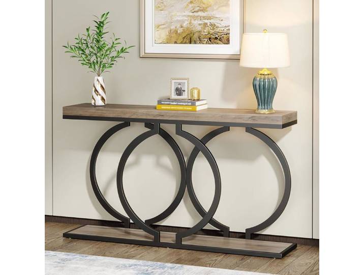 Tribesigns Table Console Gris Table d'entrée de 140 cm Table de Canapé étroite et Longue pour Salon