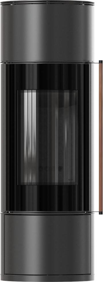 Kaminofen aus Stahl KRATKI AMBLER Ø150 7 kW schwarz Verkleidung griff Jatobaholz