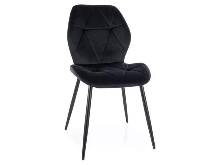 Chaise - Meubles&Design - Chaise en velours noir design géométrique et pieds métal noir mat moderne ROCKAY