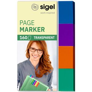 Sigel Haftmarker Page Marker, HN671, transparent, Folie, beschriftbar, 4 x 40 Streifen, farbsortiert