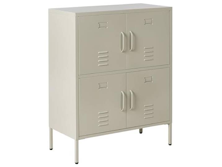Beliani Sideboard Metall 4 Türen für das Home Office Hellbeige Holbeck
