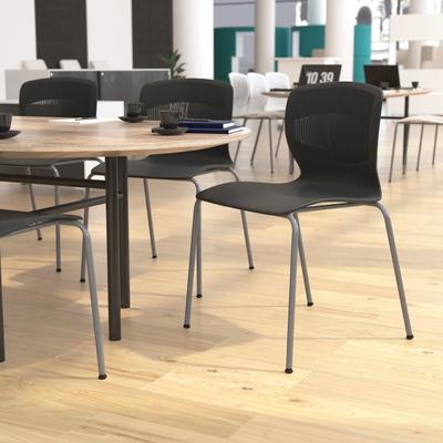Flash Furniture Commercial Grade 770 LB. Capacity Plastic Stack Chair with Lumbar Support