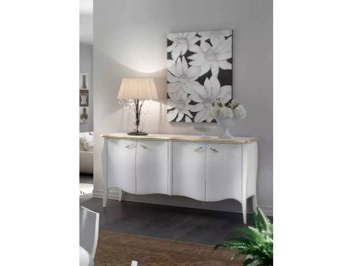JVmoebel Sideboard Weißes Holzsideboard mit Türen im eleganten Art Deco-Design (1 St., Sideboard), Made in Italy