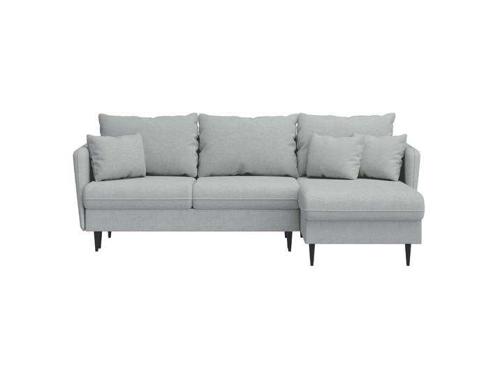Ecksofa mit Schlaffunktion Volio L-förmig grau Chenille schwarze