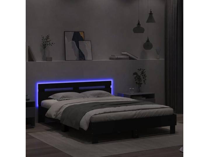 MGH@ Cadre de lit - Contemporain - Lit dormir - avec LED - sans matelas noir 140x190 cm fr4570