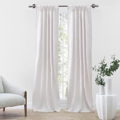Ricardo Serene Premium Linen-Cotton Pinch Pleat Curtain Pair W Back Tabs