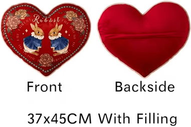 Uplift Curations JoyfulHug Plush Heart Rabbit Cushion Red Check Velvet Throw Pillow For Sofa & Office heart