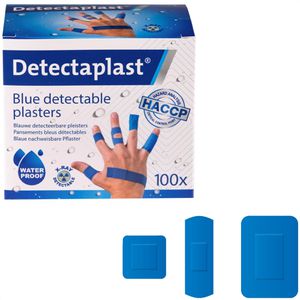 Detectaplast Pflaster X Ray Röntgenpflaster, 100 Strips, wasserfest, sensitiv, atmungsaktiv, detektierbar, 3 Größen