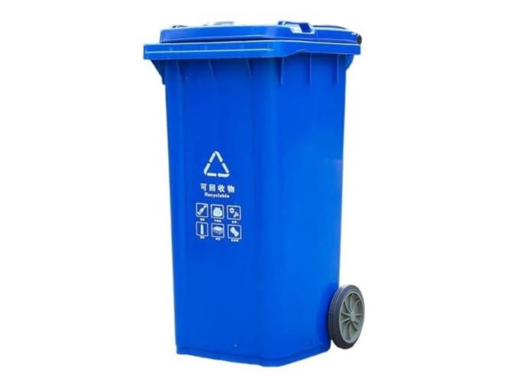 TINGMIAN Großer Mülleimer Outdoor-Mülleimer Mit Rädern Und Deckel, 100L 120L Großer Küchen-Mülleimer for Veranda, Hinterhof, Terrasse(Blue,120L)